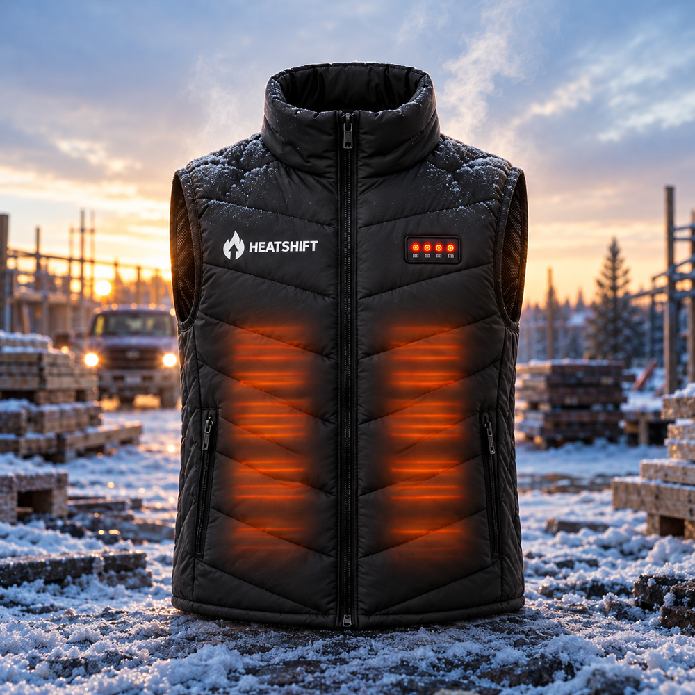 Heatshift heated work vest on a frosty jobsite