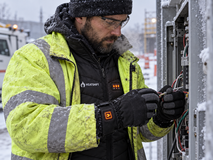 Electrician working with gloves